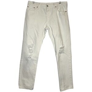 Levis 501 CT Jeans Women White Distressed Grunge Tapered Leg Mid Rise 28/32